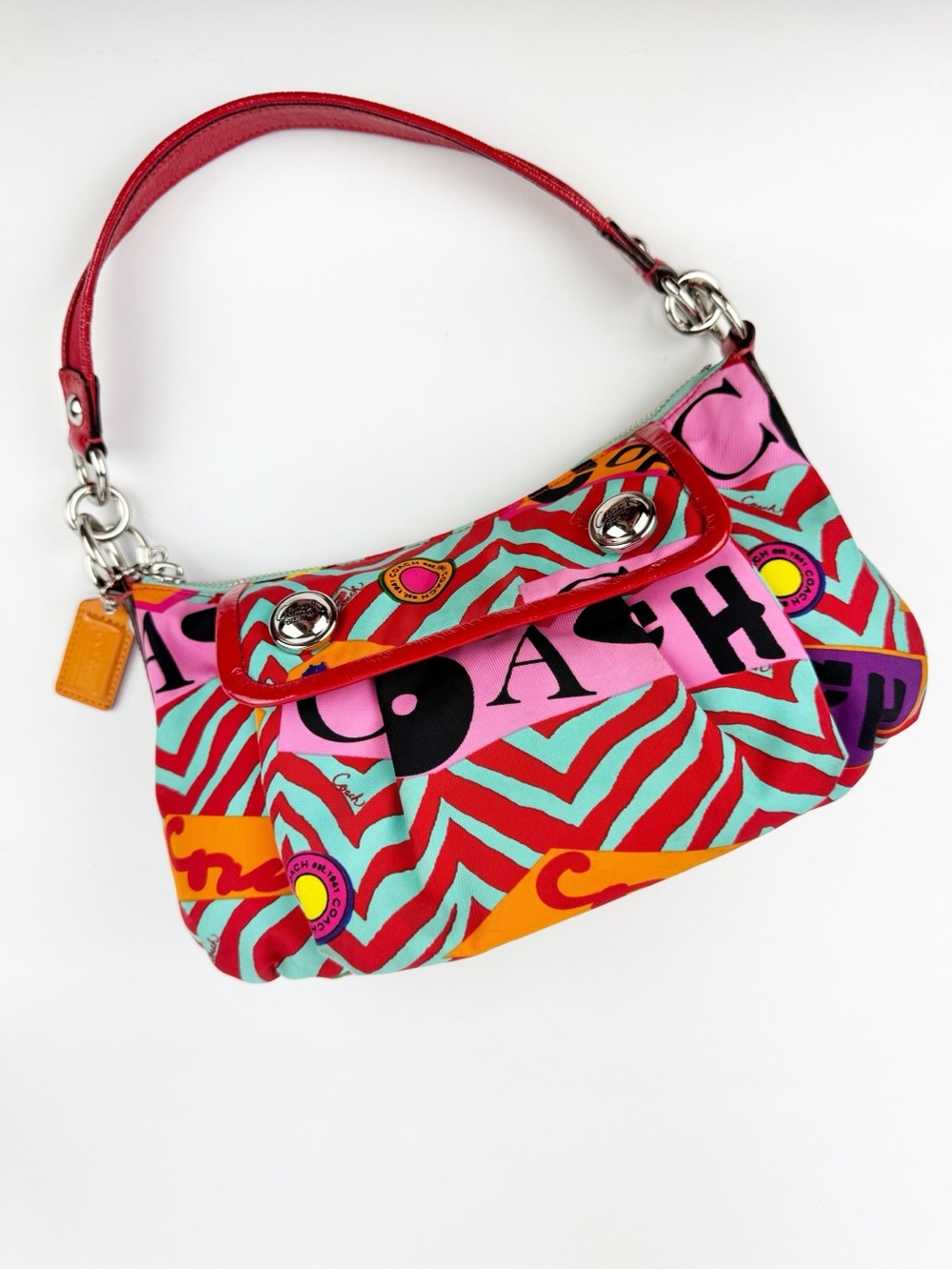 Coach Y2K Poppy Graffiti Groovy Hobo Graphic Print Shoulder Bag 13923